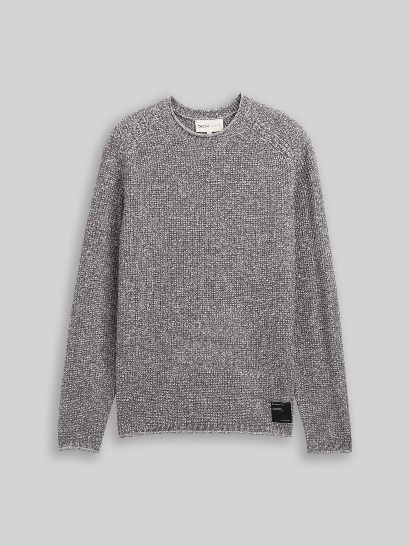 Strickpullover in Melange-Optik von Denim Male, grey white mouline