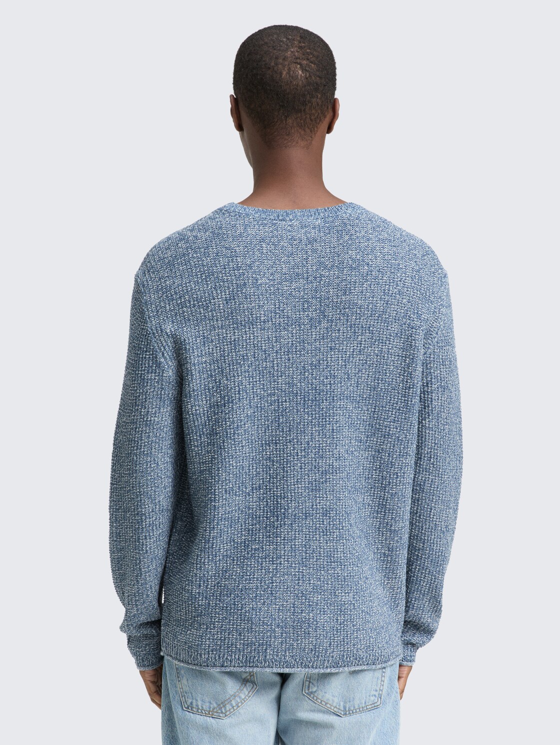 Strickpullover in Melange-Optik - denim blue white mouline