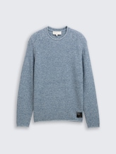 Pull en maille aspect chiné - denim blue white mouline