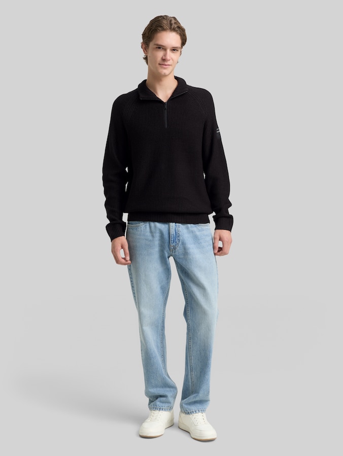 Troyer knitted sweater by Denim Male, Black