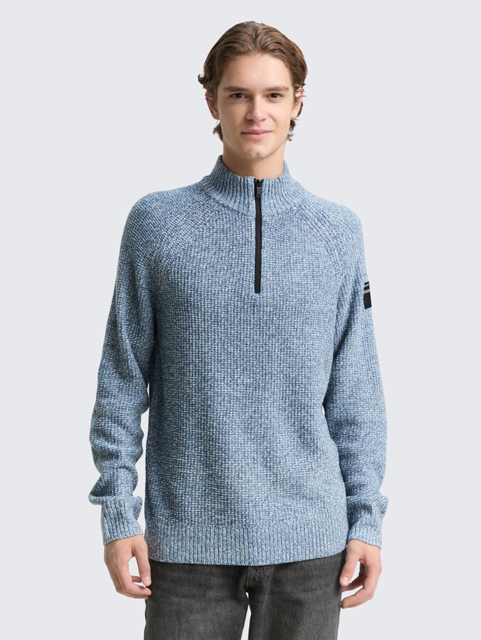 Troyer Strickpullover von Denim Male, denim blue white mouline