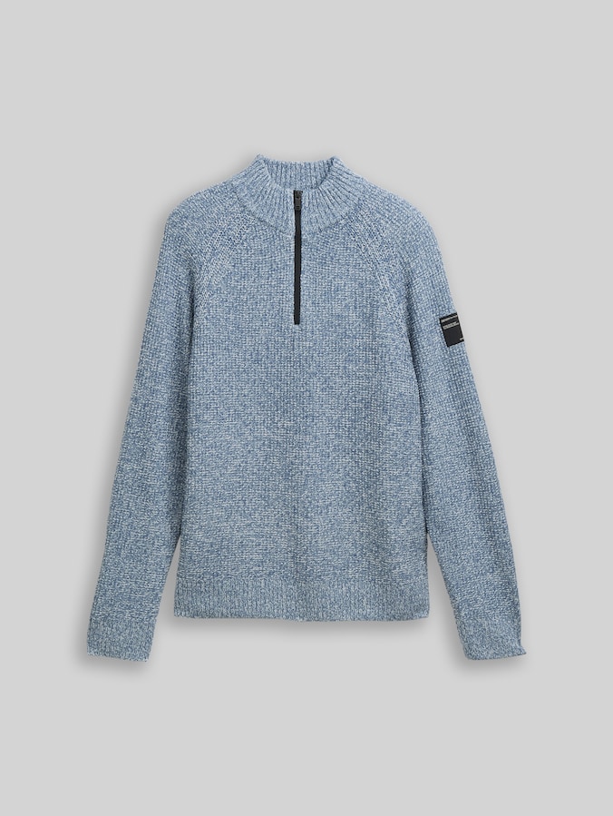 Troyer Strickpullover von Denim Male, denim blue white mouline