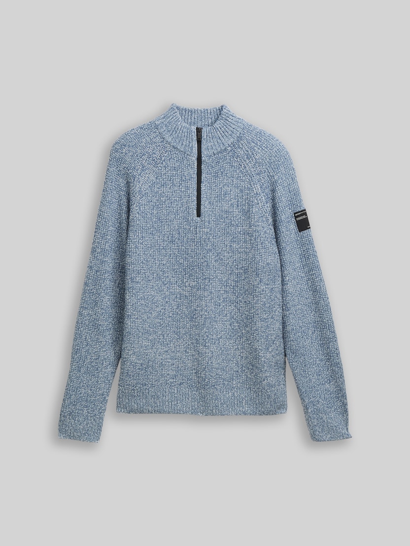Trui met troyerhals door Denim Male, denim blue white mouline