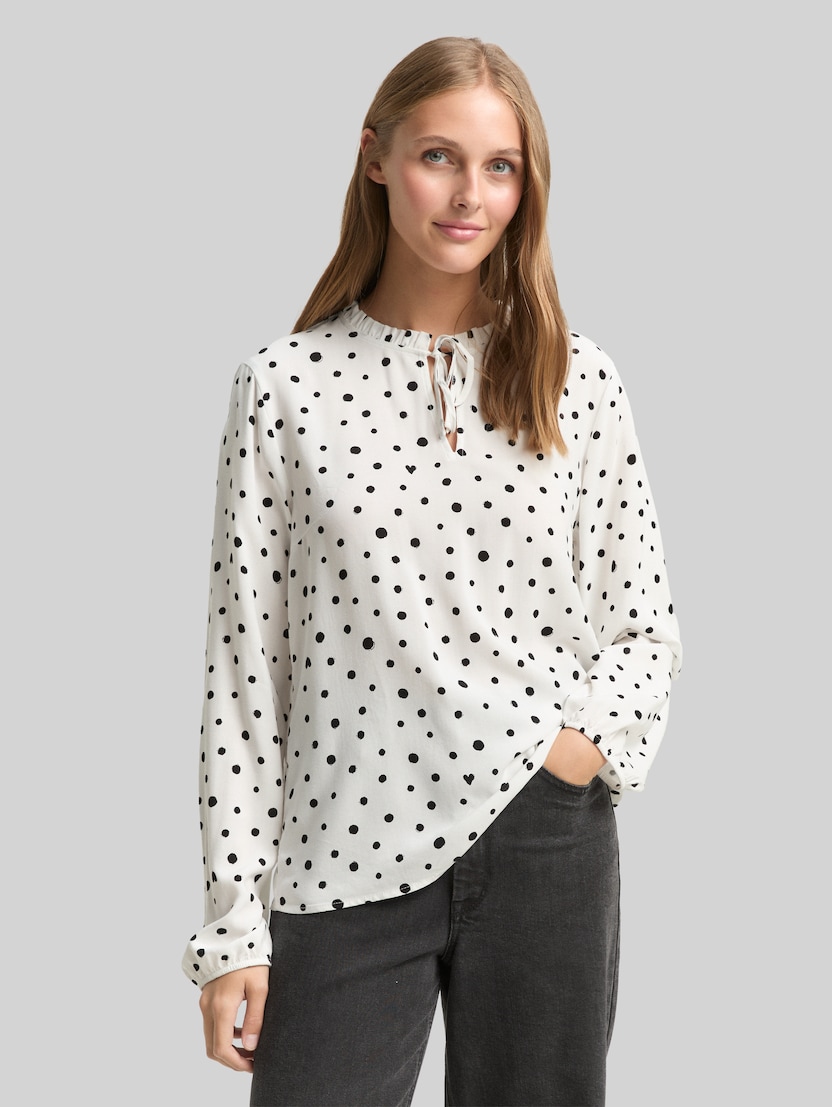 Bluse mit Punktmuster von Denim Female, small offwhite black dot print