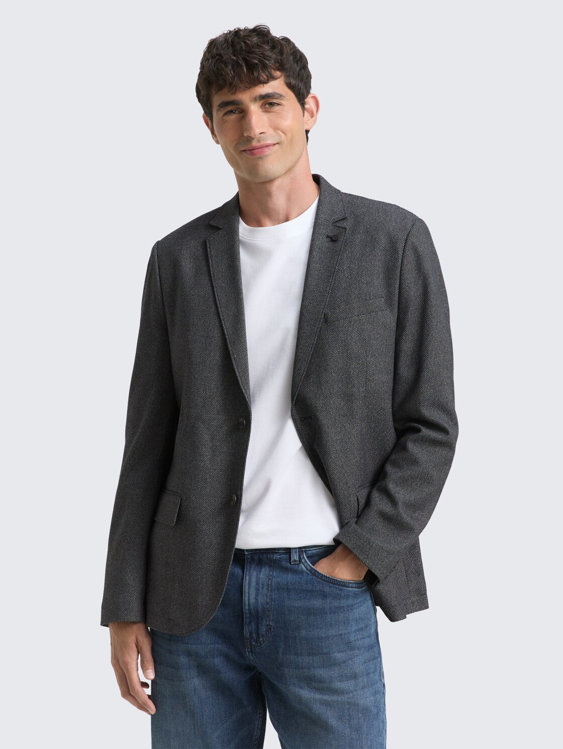 Dobby Sakko mit Stretch-Anteil - navy structured grindle