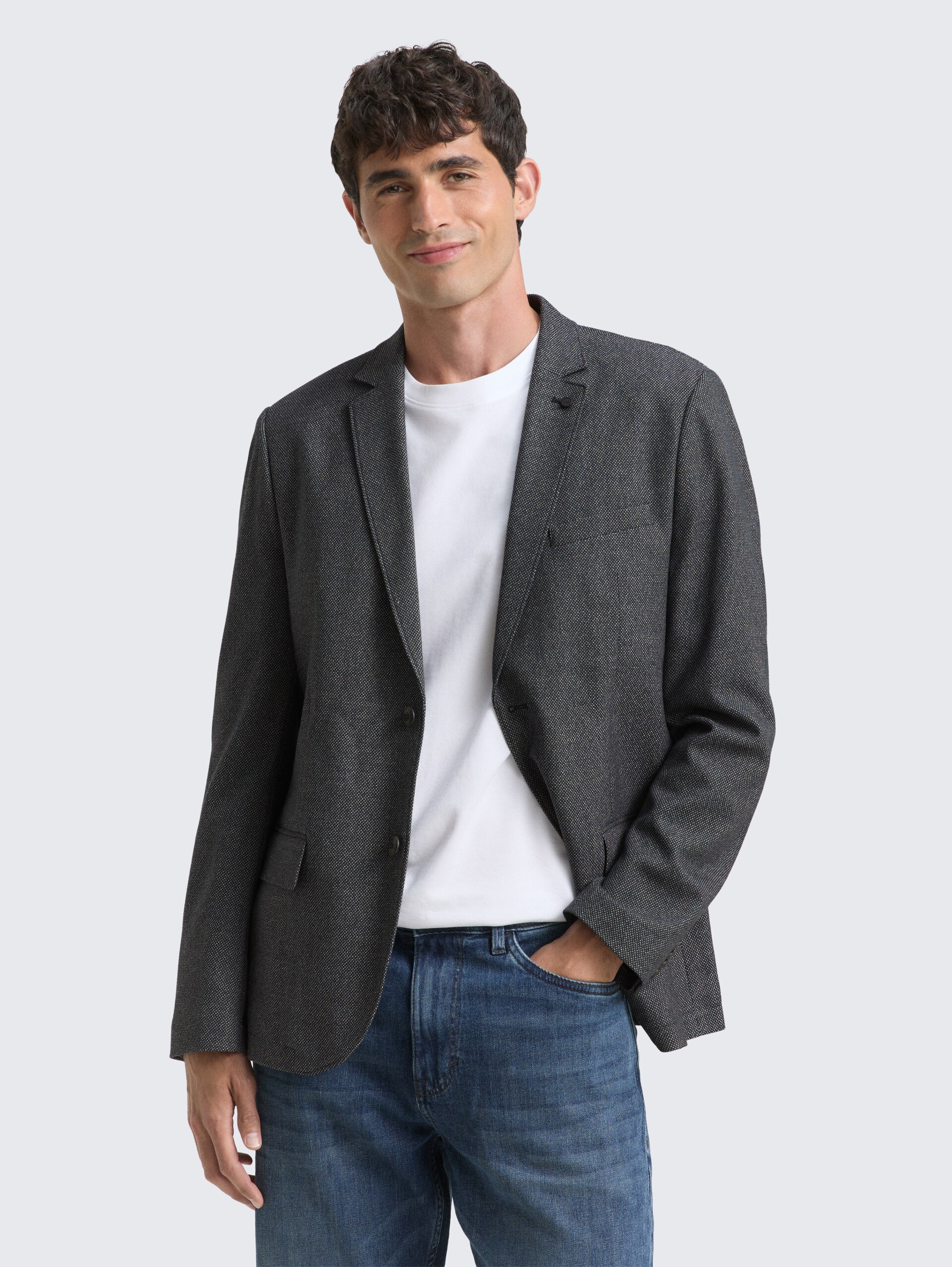 Dobby Sakko mit Stretch-Anteil - navy structured grindle