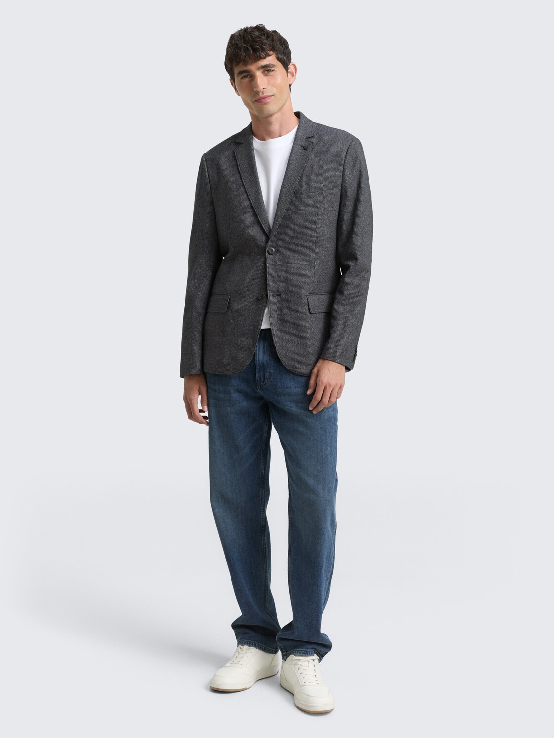 Dobby Sakko mit Stretch-Anteil - navy structured grindle