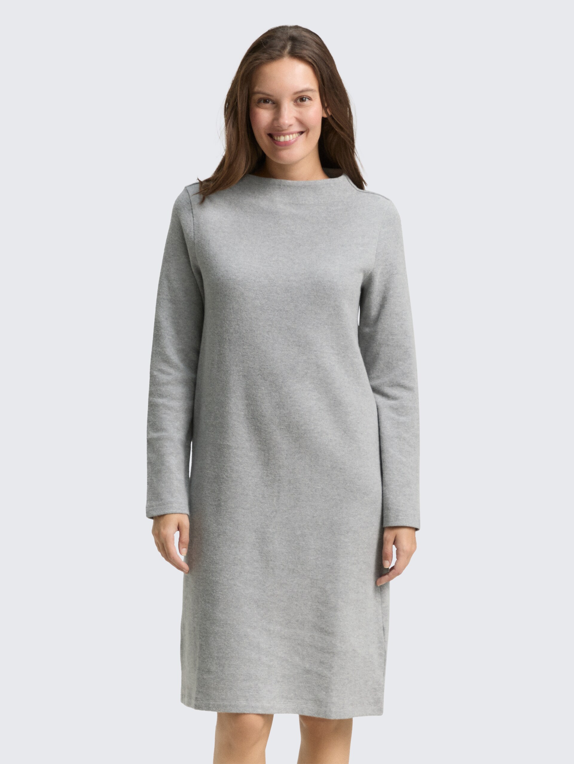 Cosy Kleid mit Stehkragen - medium silver grey melange - Model-Vorderansicht