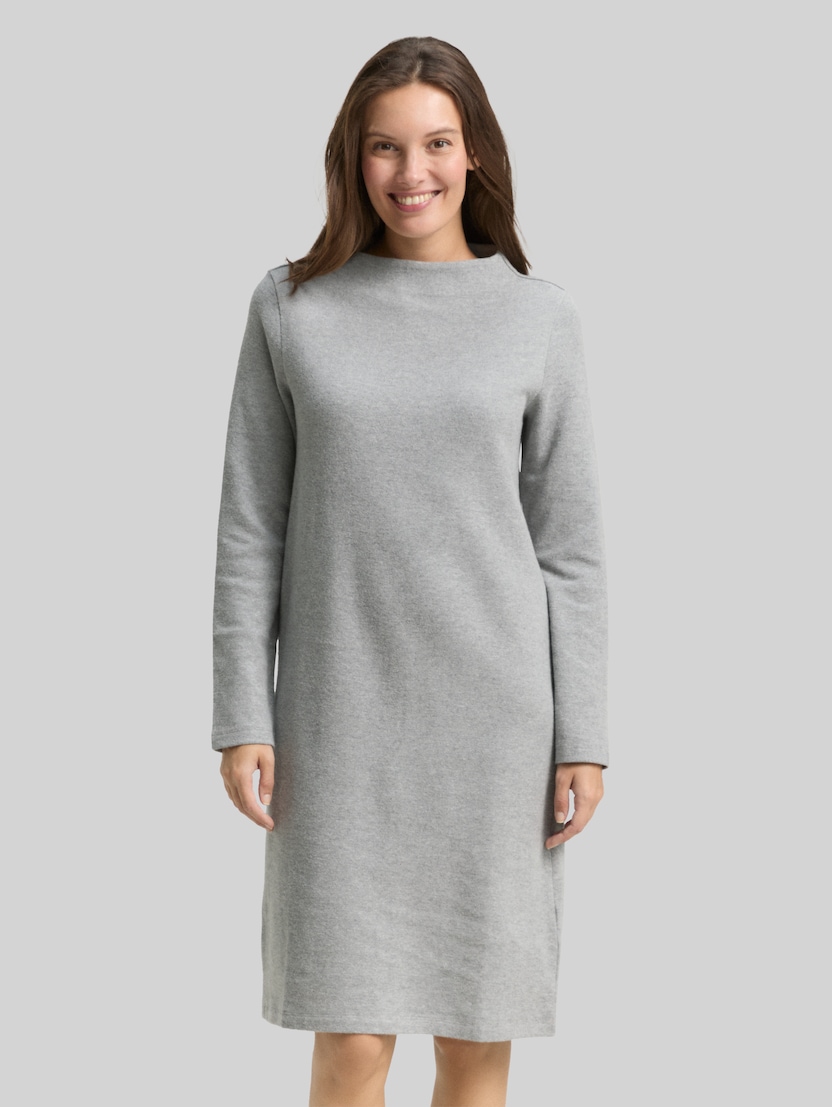 Comfortabele jurk met opstaande kraag door Women, medium silver grey melange