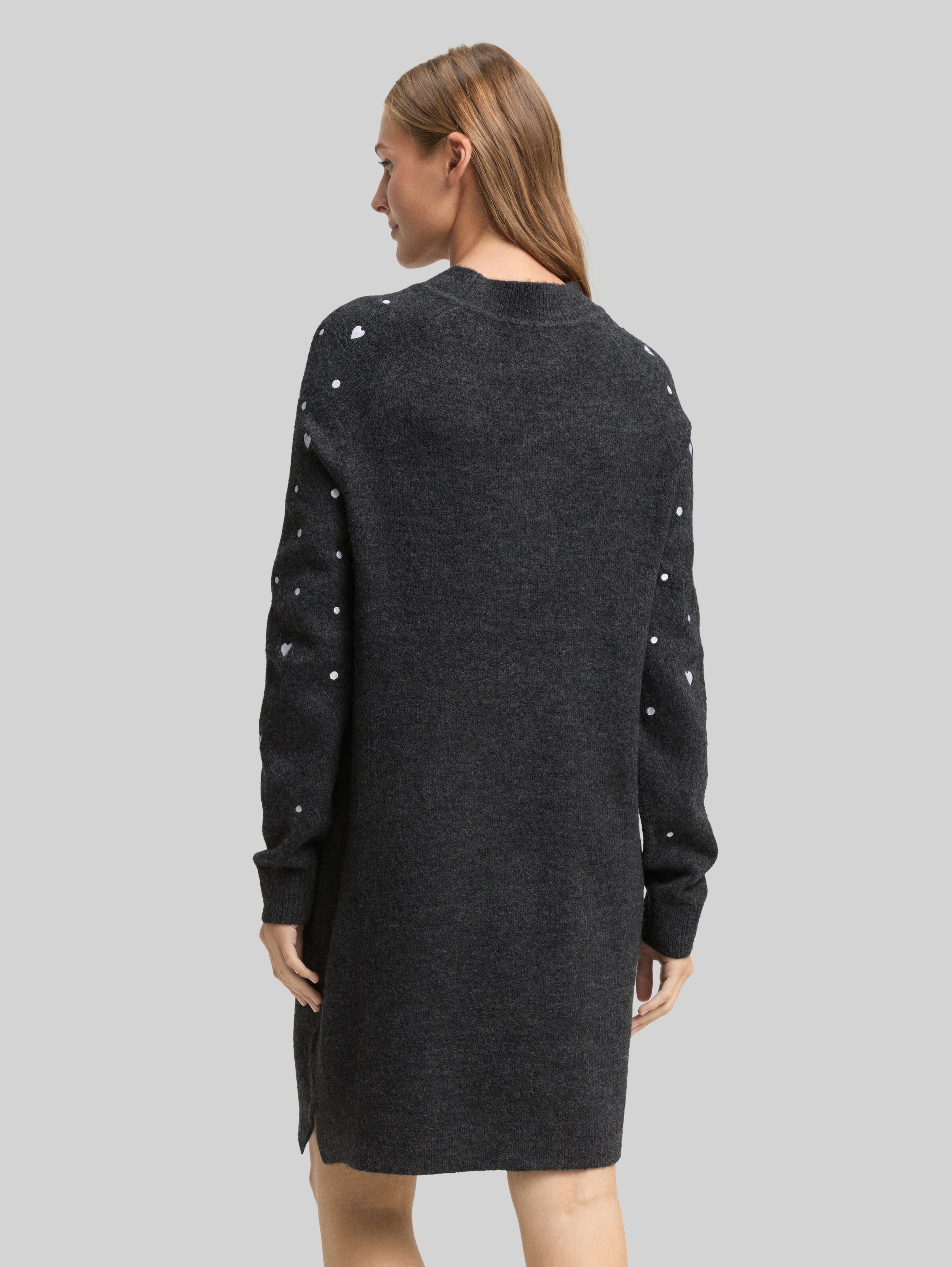 Mini dress with heart embroidery in grey by Tom Tailor
