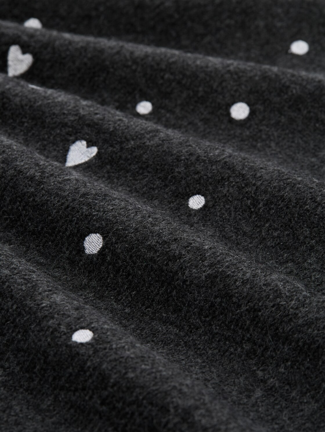 Mini-Kleid mit Herz-Stickerei - grey white dots and hearts - Material-Ansicht