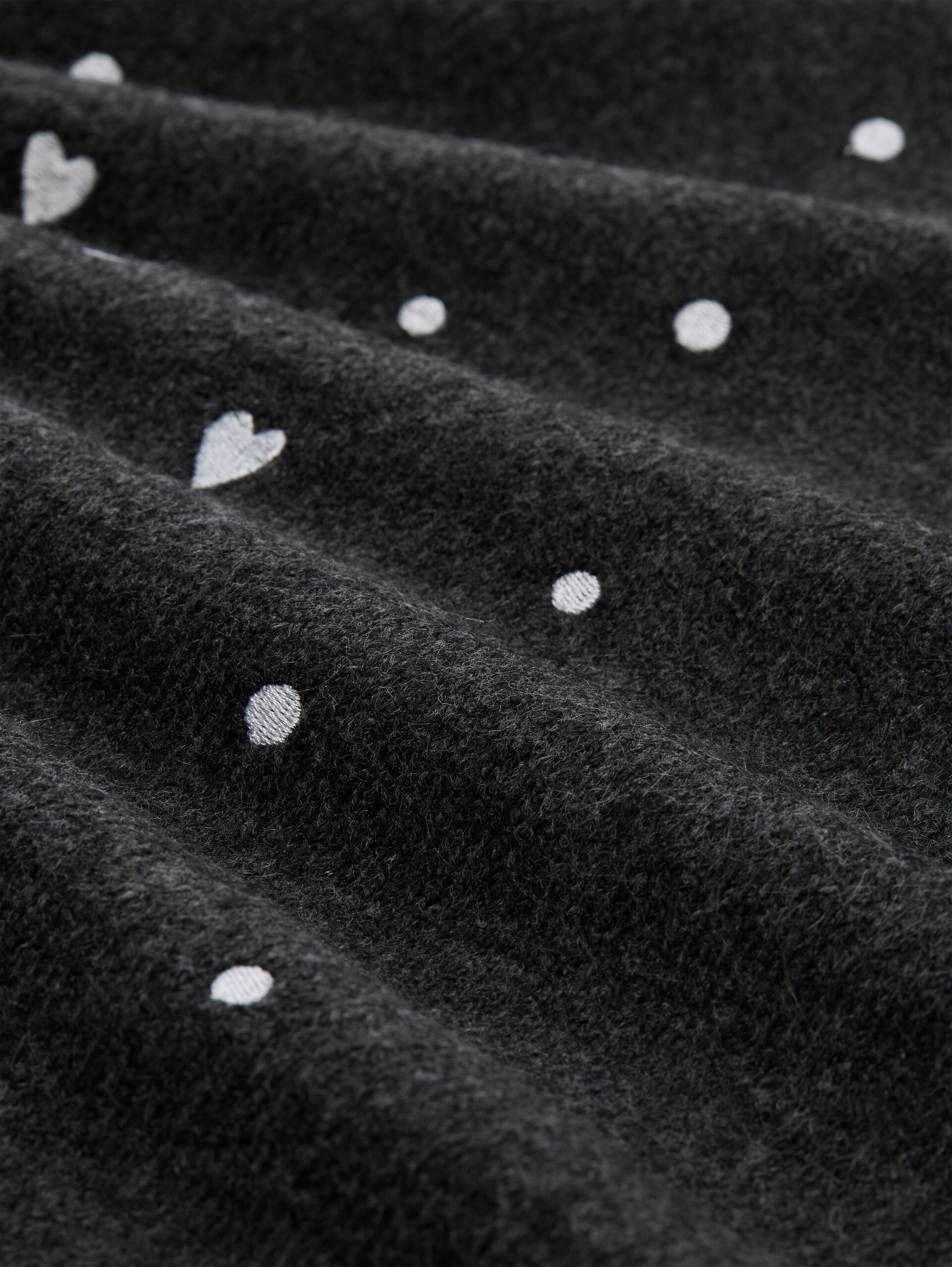 Mini-Kleid mit Herz-Stickerei - grey white dots and hearts - Material-Ansicht