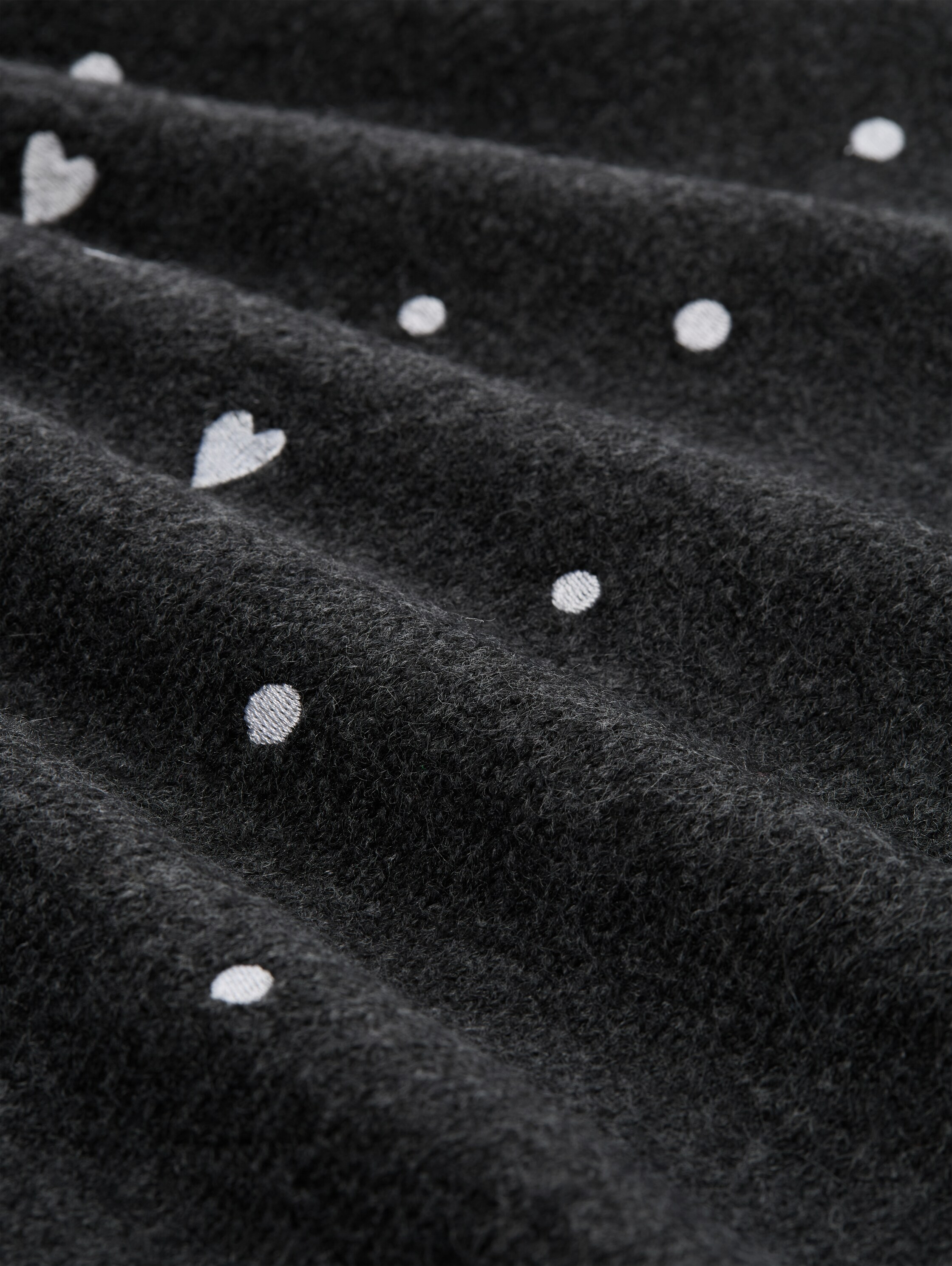 Mini-Kleid mit Herz-Stickerei - grey_white_dots_and_hearts - 