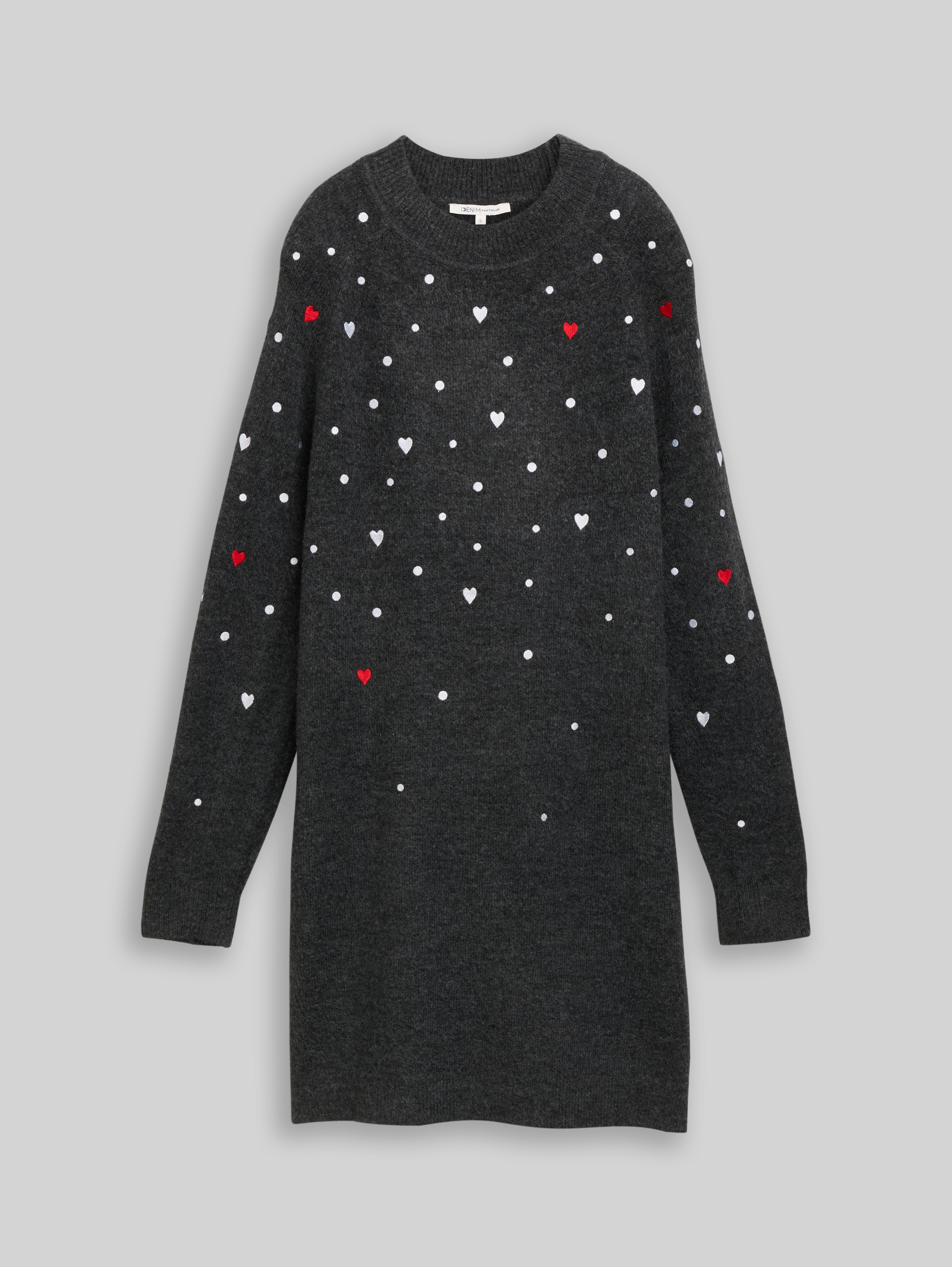 Mini dress with heart embroidery in grey by Tom Tailor