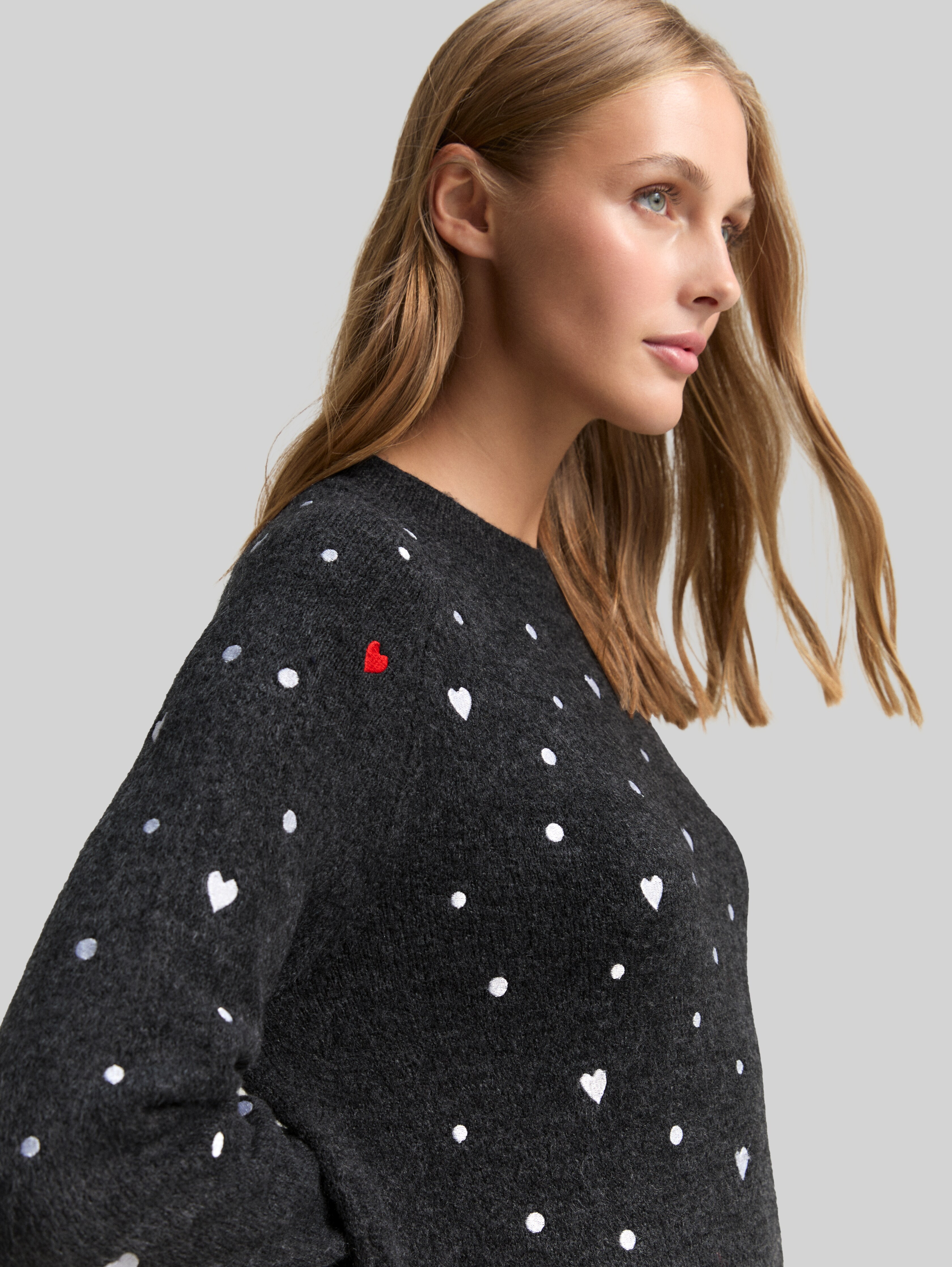 Mini dress with heart embroidery in grey by Tom Tailor