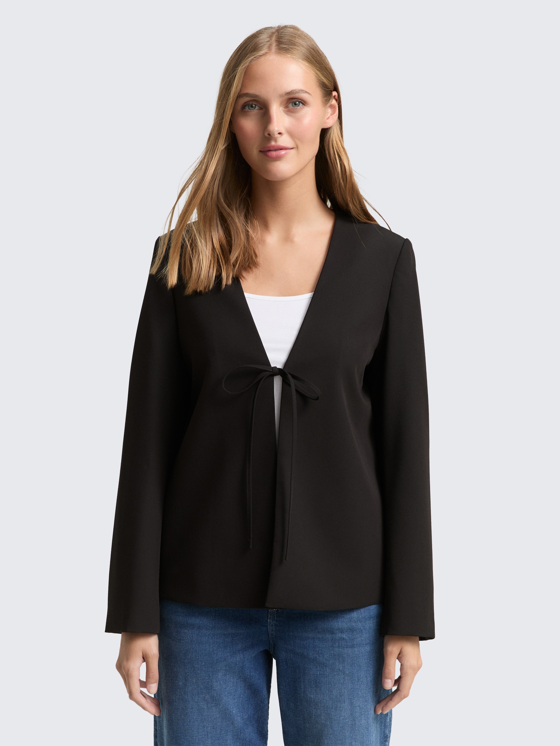 Regular Fit Jacke mit Schleifen-Detail - deep black
