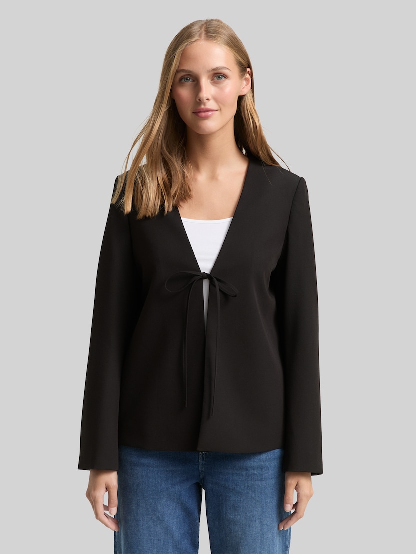 Regular Fit Jacke mit Schleifen-Detail von Denim Female, deep black
