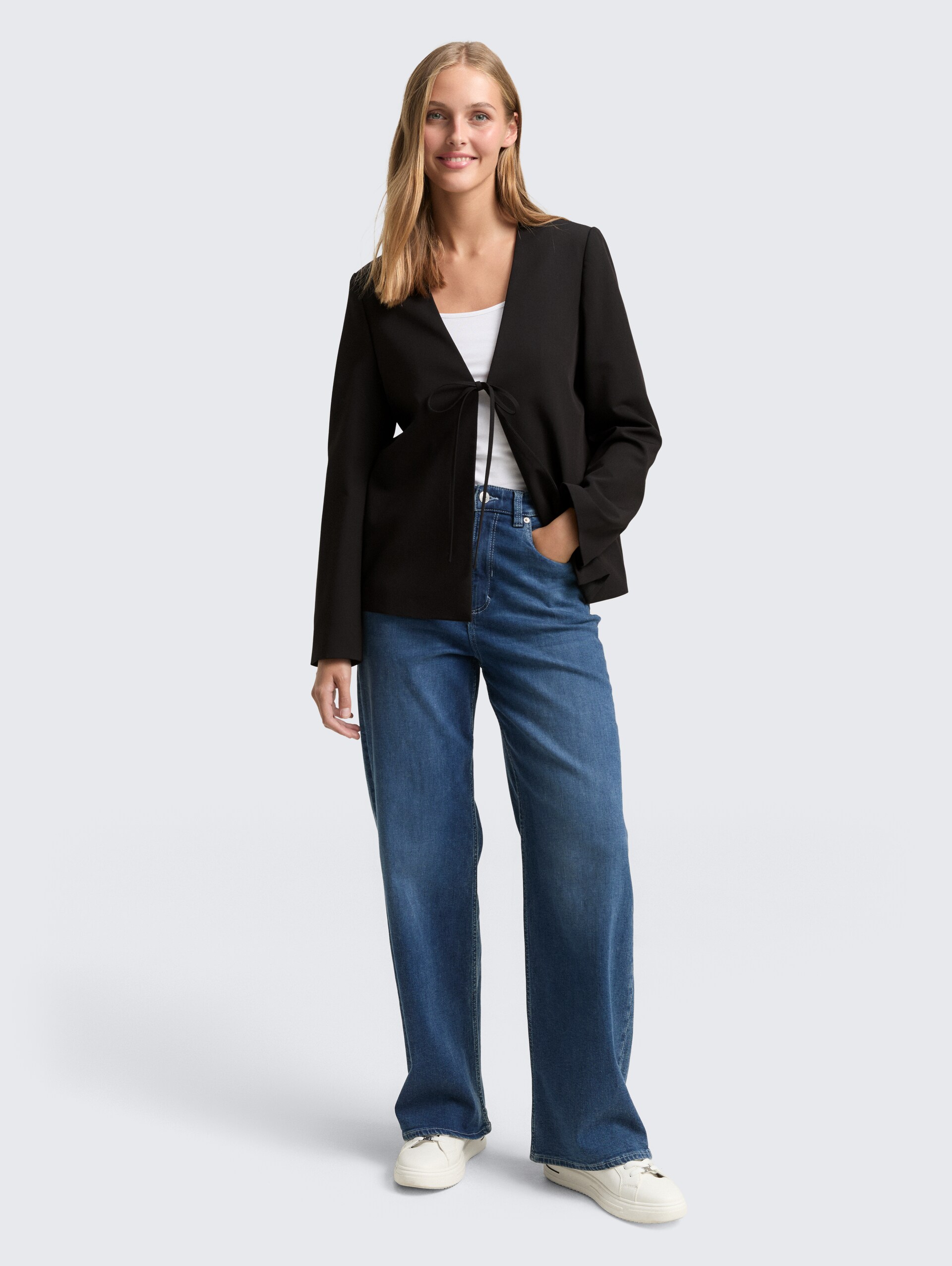 Regular Fit Jacke mit Schleifen-Detail - deep black