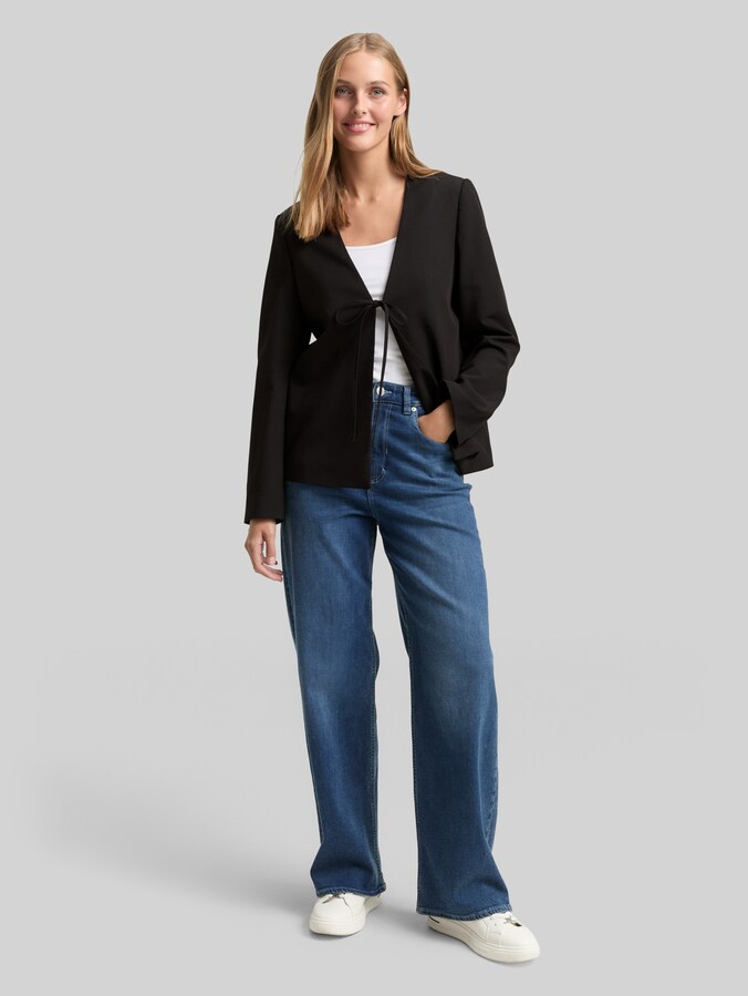 Regular fit jasje met strikdetail door Denim Female, deep black