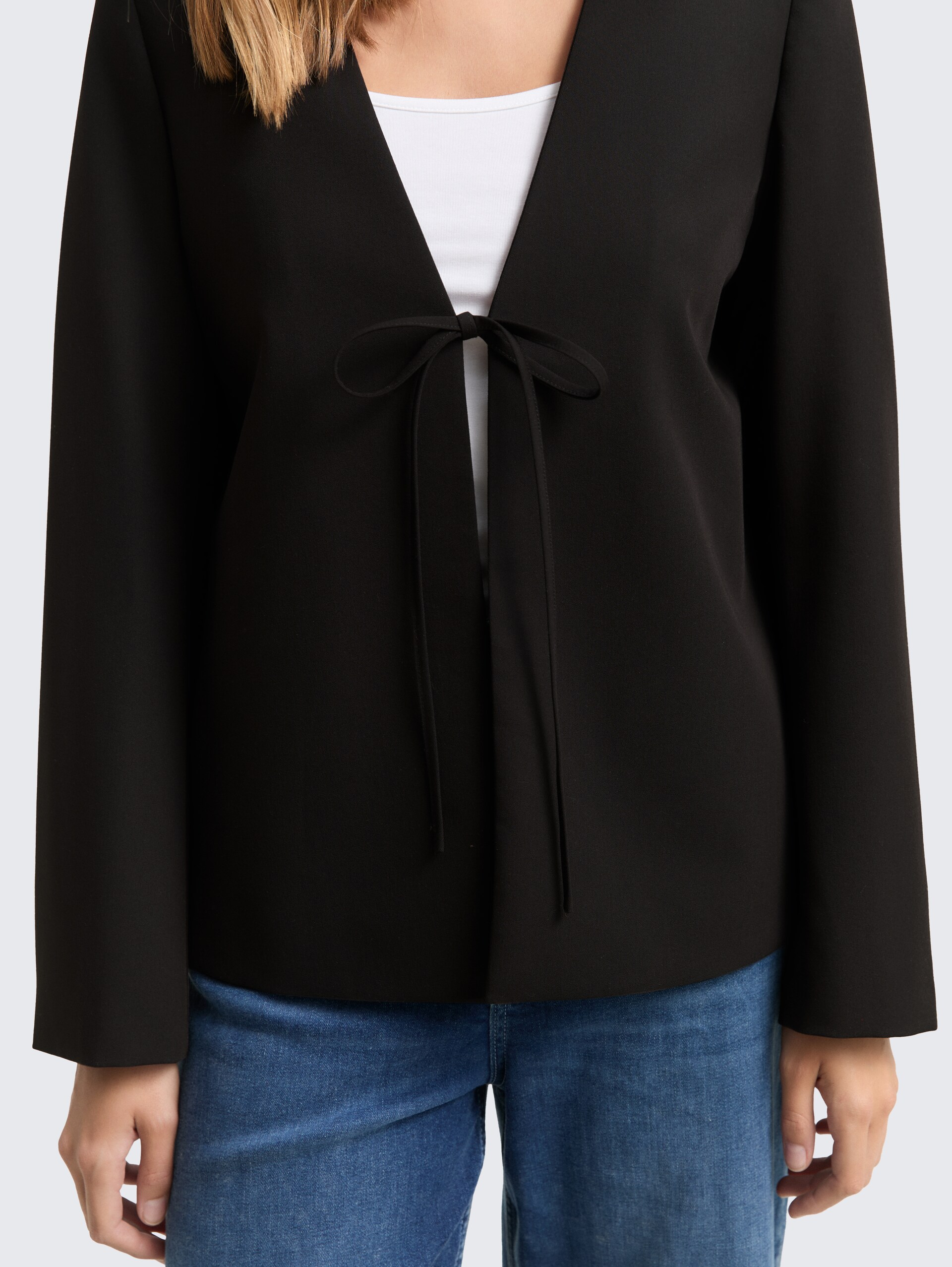 Regular Fit Jacke mit Schleifen-Detail - deep black