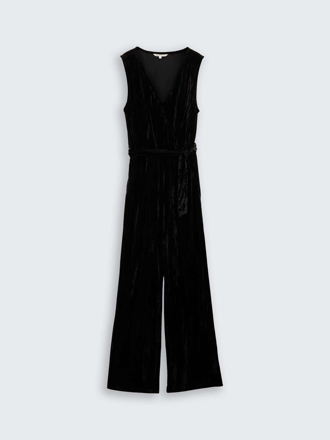 Relaxed Jumpsuit aus Samt - deep black - Vorder-Produkt-Ansicht