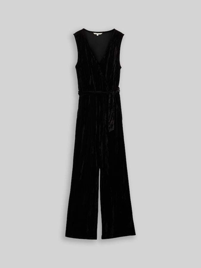 Relaxed Jumpsuit aus Samt von Denim Female, deep black