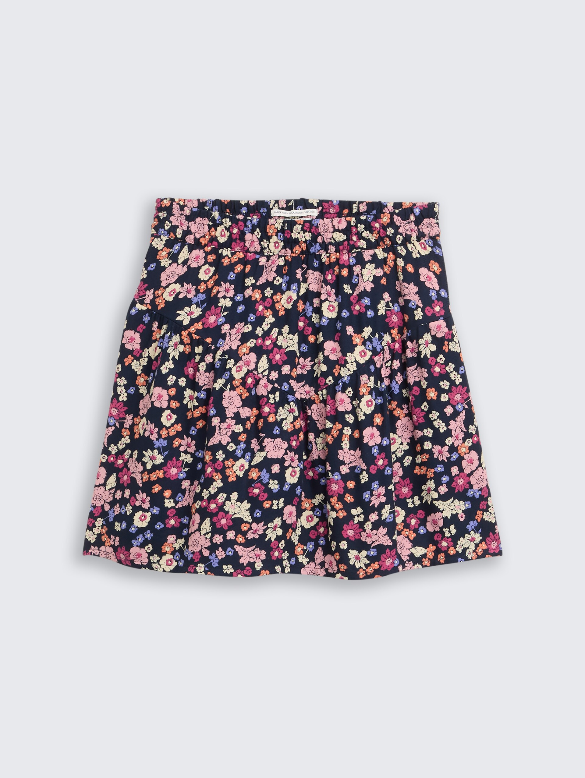 Mini-Rock mit Blumenmuster - blue multicolor flower print - Vorder-Produkt-Ansicht