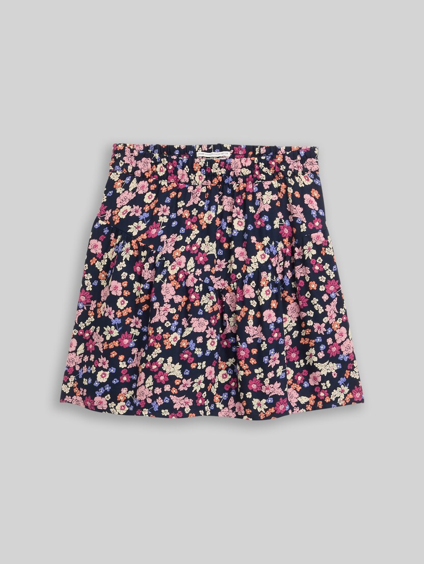 Mini skirt with floral pattern by Mini Girls, blue multicolor flower print