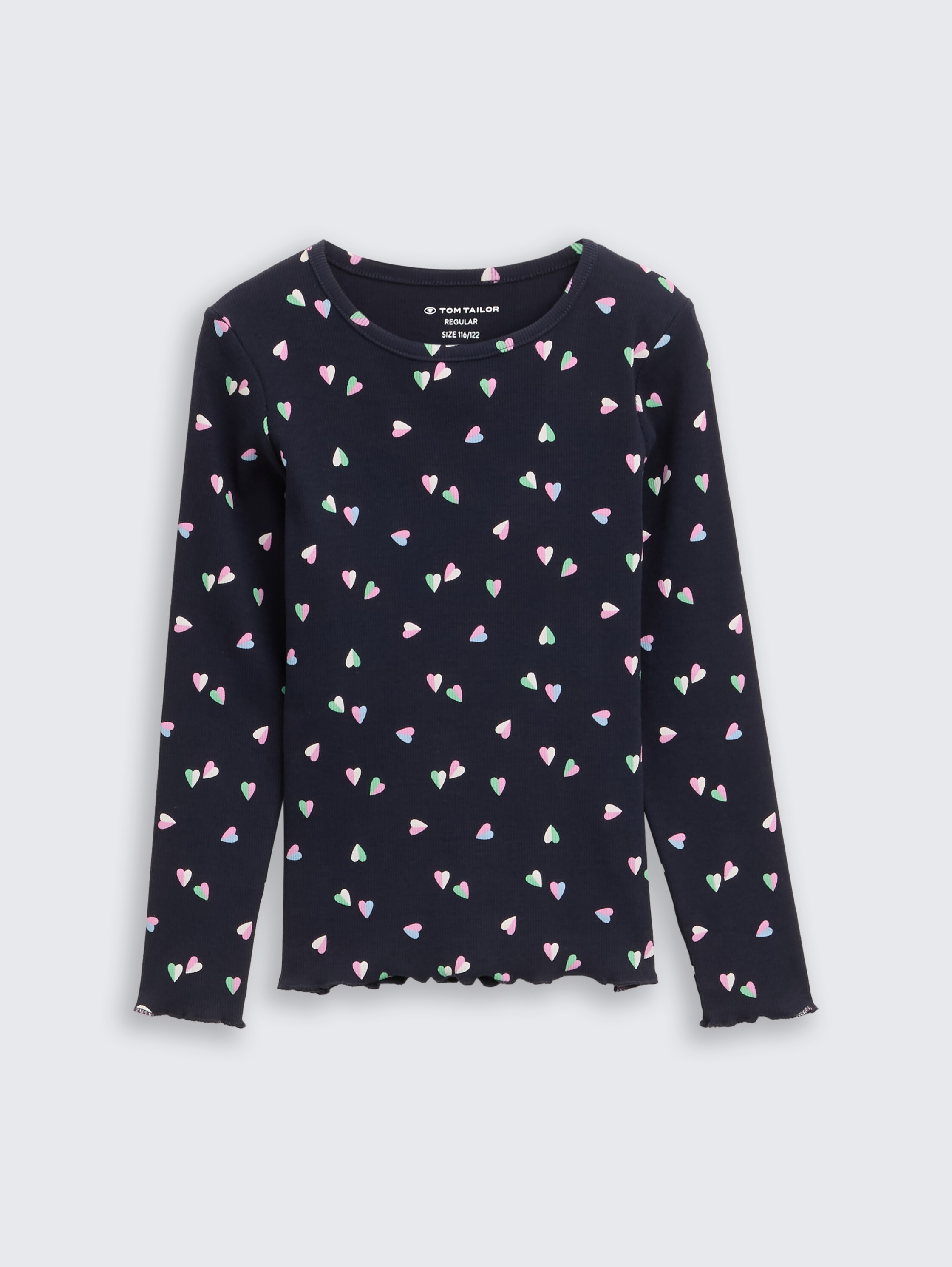 Ribbed long sleeve shirt with all-over print - mini_heart_design - 