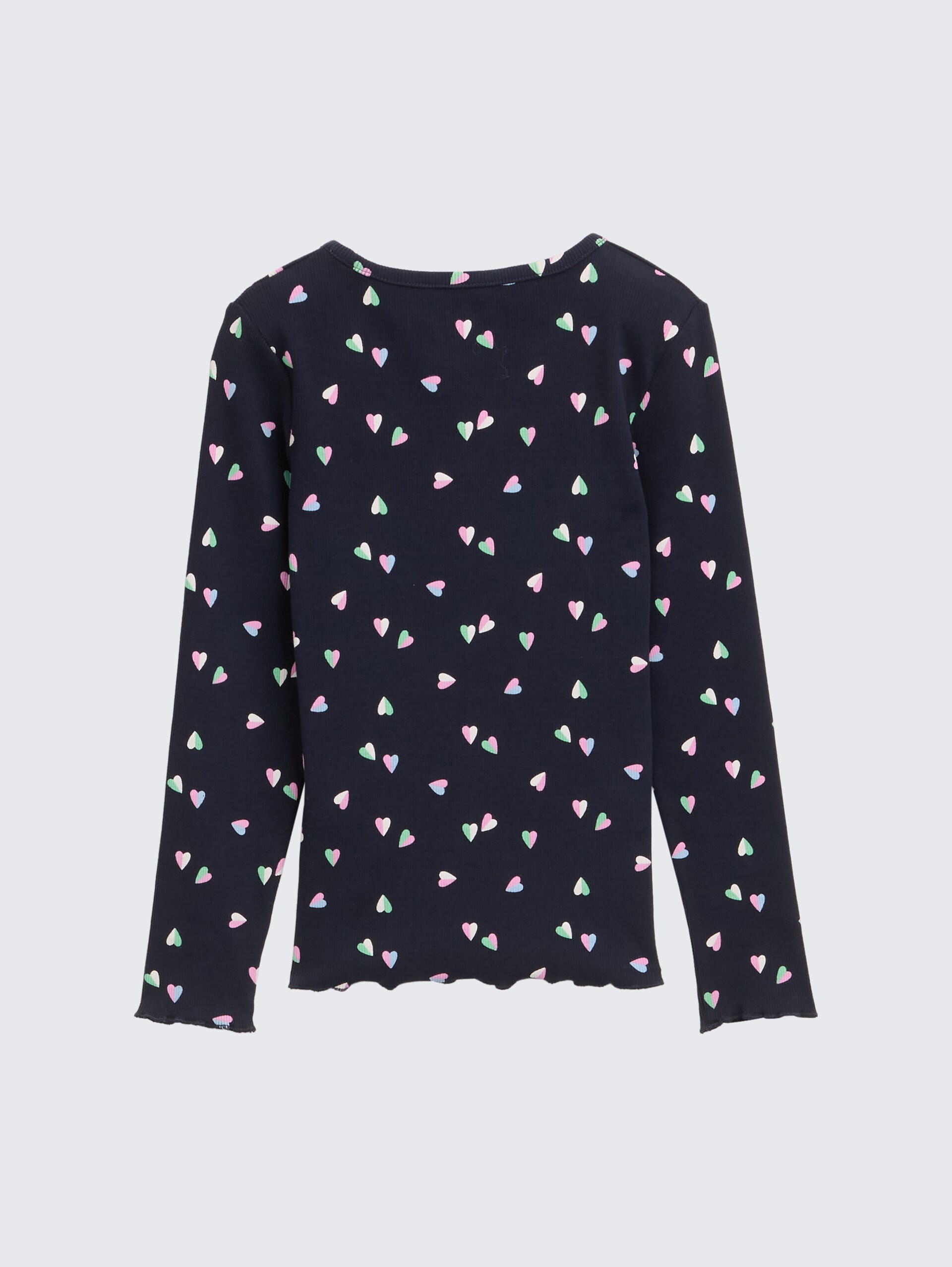 Ripp Langarmshirt mit Allover-Print - mini heart design