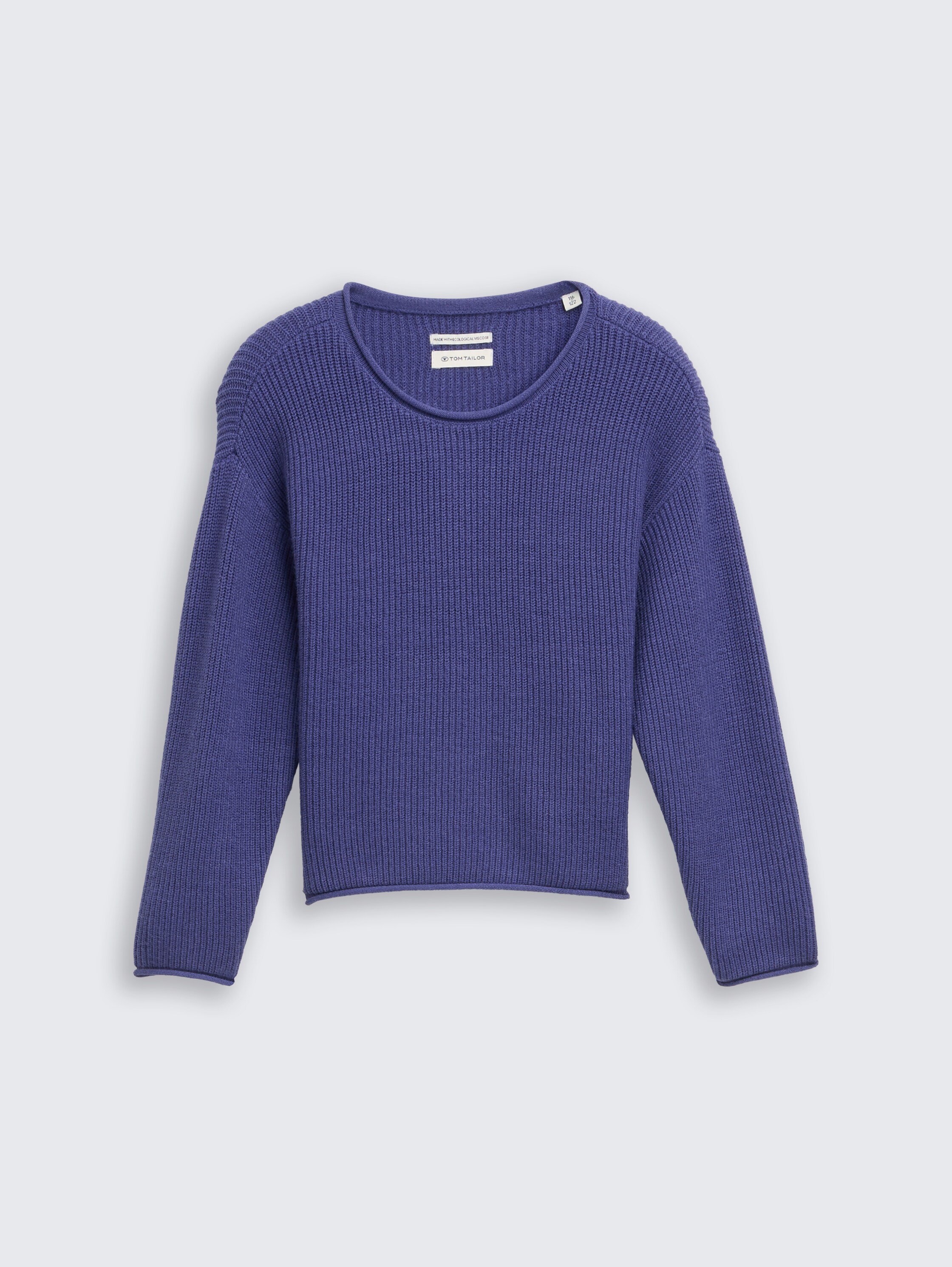 Cropped knitted jumper - dark_blue_harbor - 
