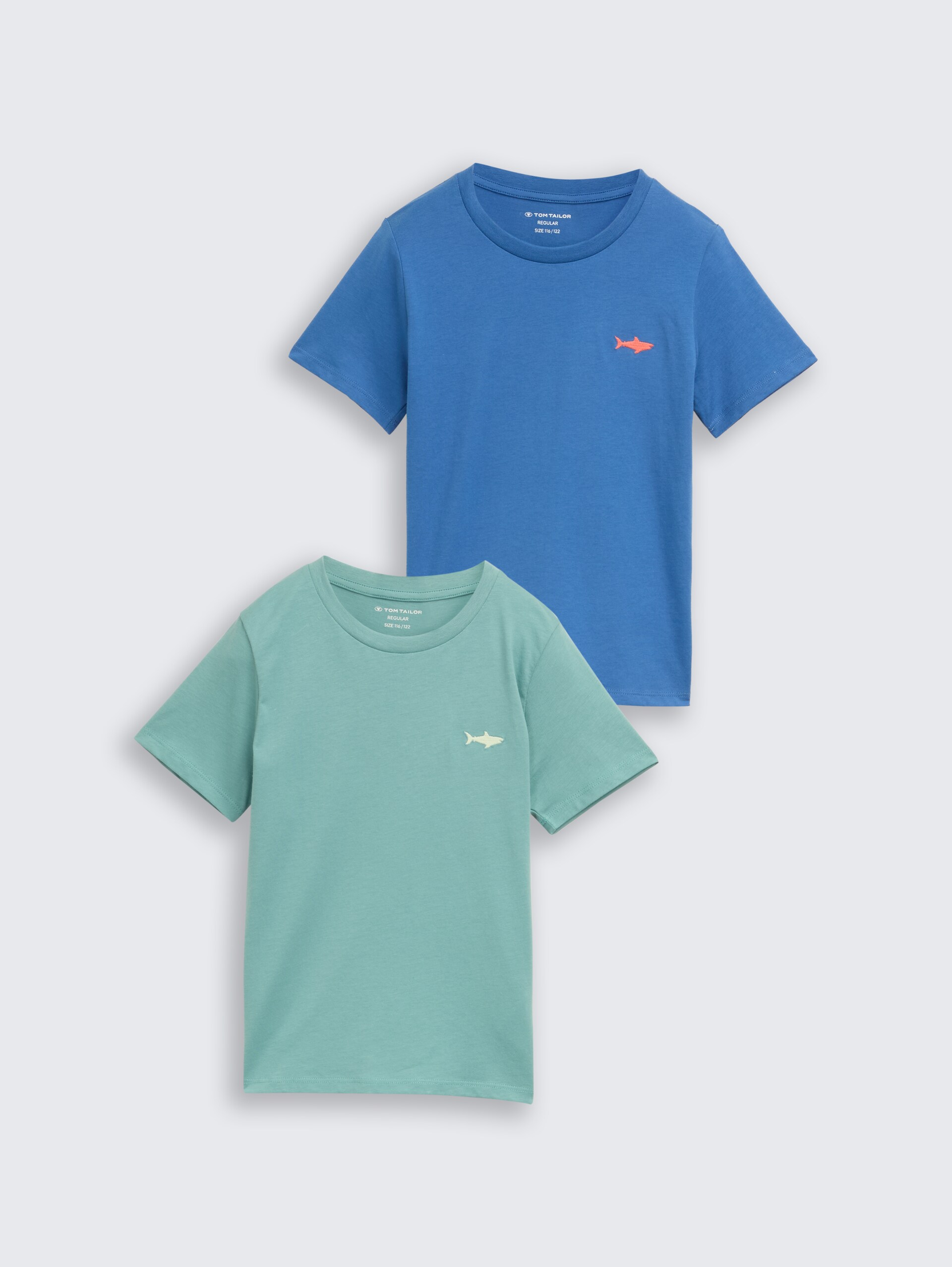 T-shirt in 2-pack - Federal Blue - Product vooraanzicht