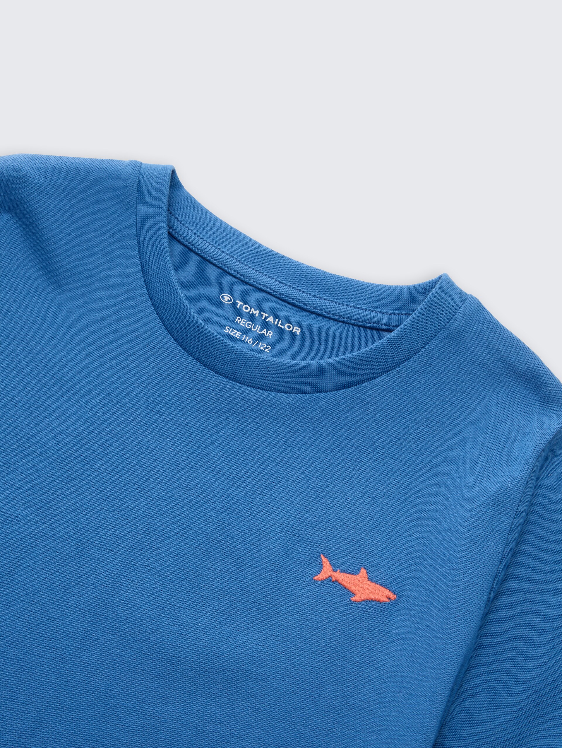 T-shirt in 2-pack - Federal Blue - Detailaanzicht model