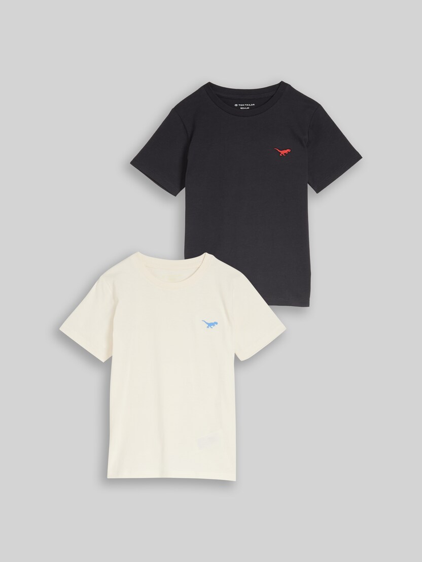 T-shirt in set van 2 door Mini Boys, Wool White