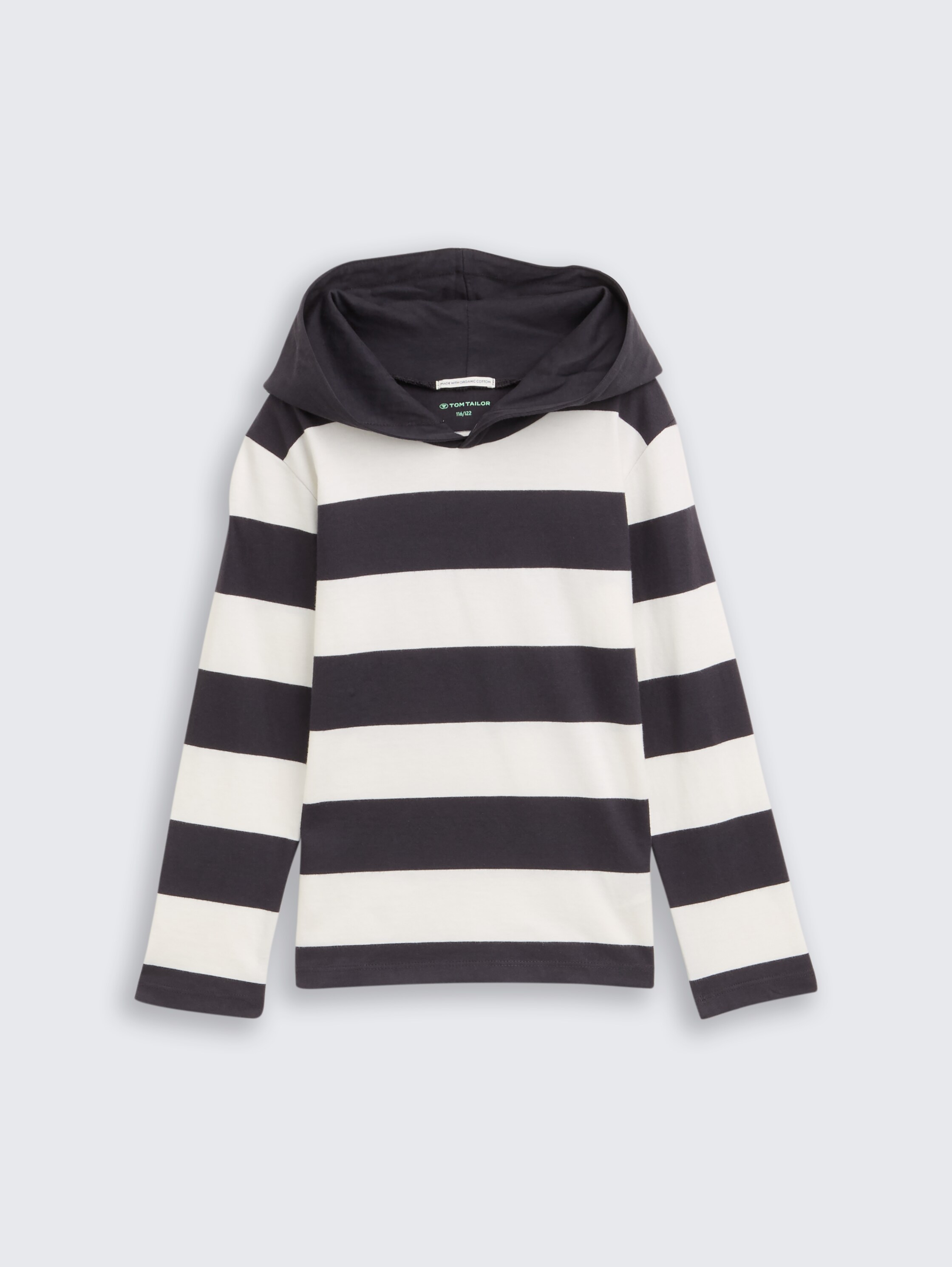 Hoodie Langarmshirt mit Streifenmuster - grey_off_white_block_stripe - 