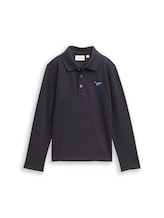 Ausgewählt, Langarm Poloshirt mit Stickerei von Tom Tailor, grau