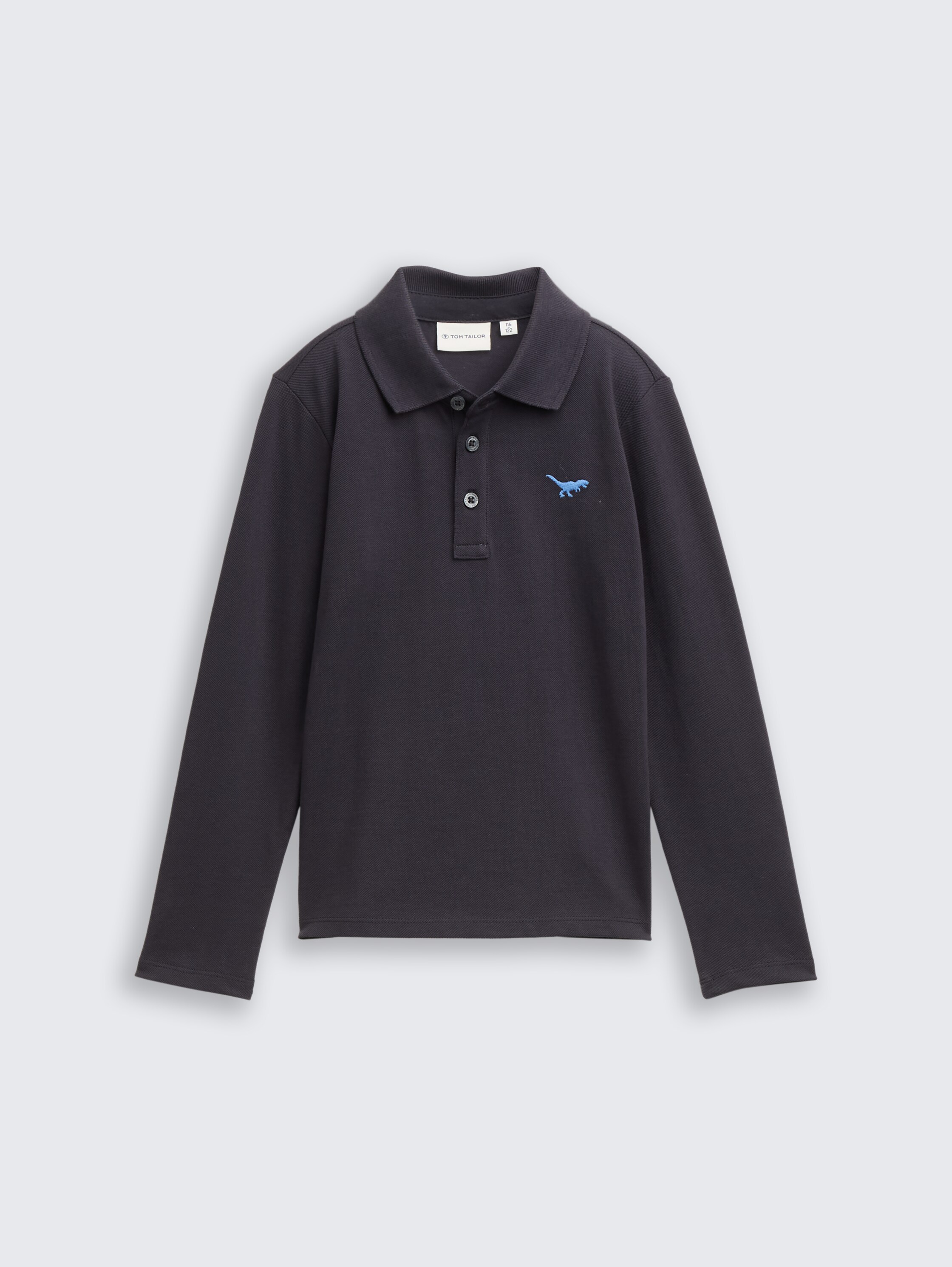 Langarm Poloshirt mit Stickerei - coal_grey_1 - 