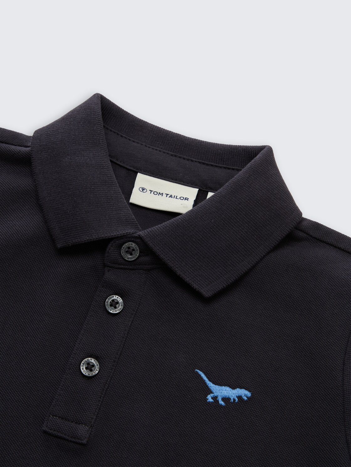 Langarm Poloshirt mit Stickerei - coal grey