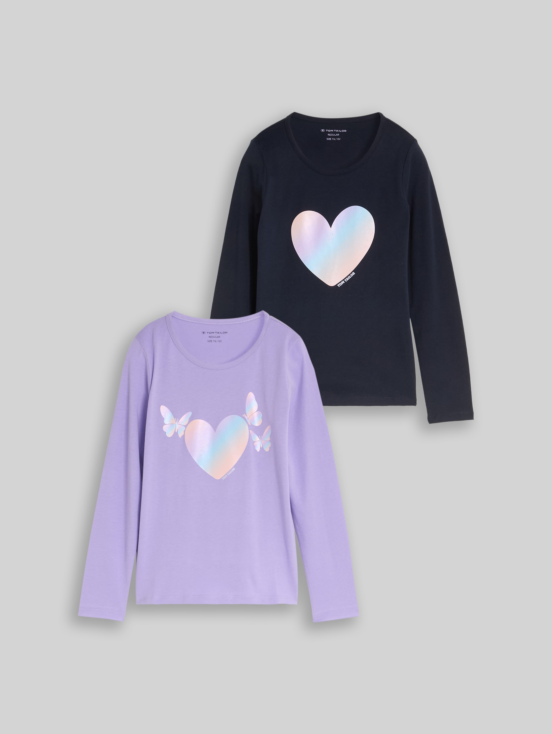 Langarmshirt mit Print im 2er-Pack - sweet purple - Vorder-Produkt-Ansicht