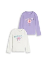 Geselecteerd, T-shirt met lange mouwen en print, set van 2 door Tom Tailor, paars