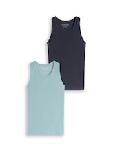 Ausgewählt, Basic Ripp Top im 2er-Pack von Tom Tailor, blau