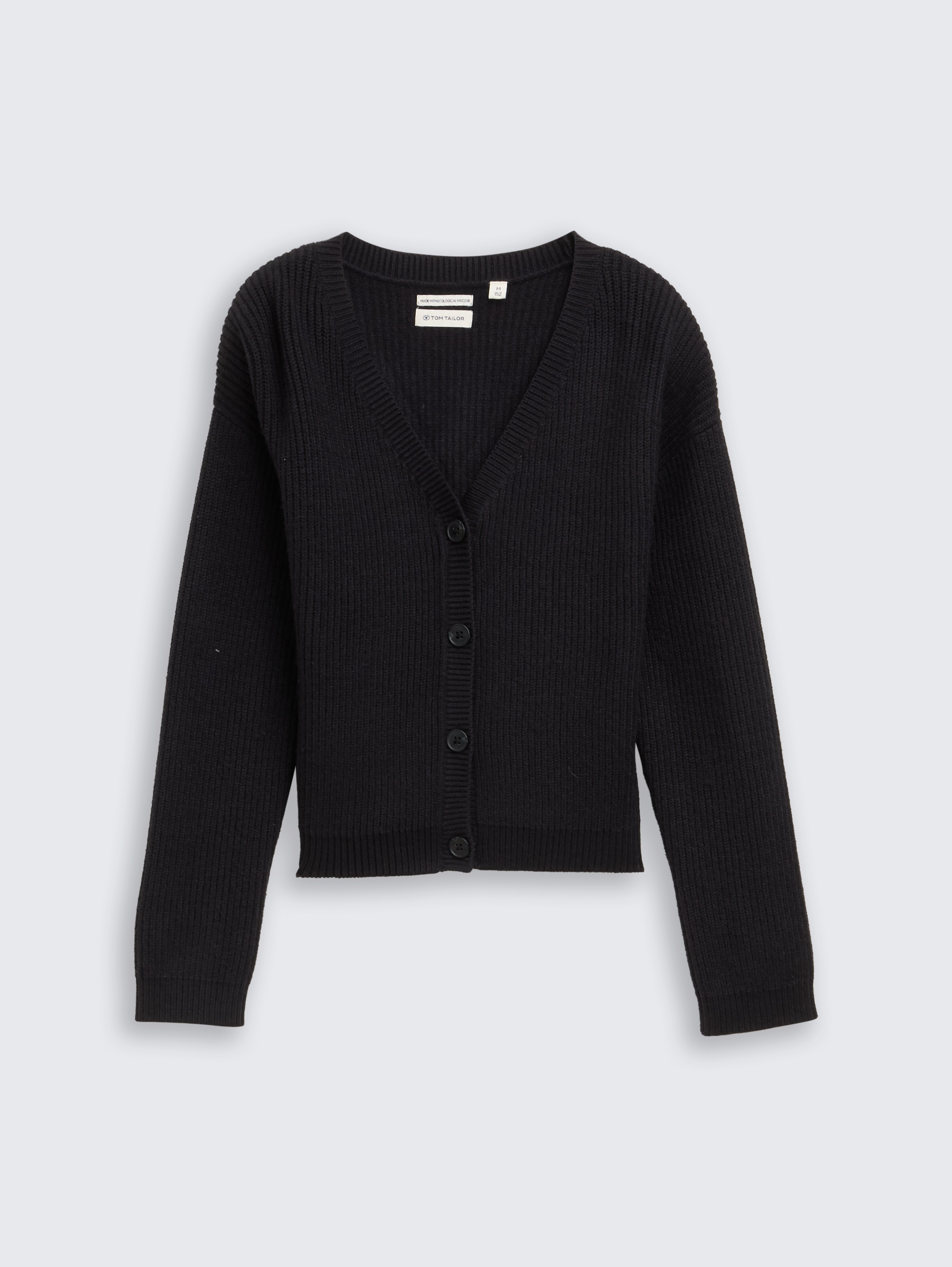 Cropped Cardigan mit V-Ausschnitt von Teen Girls, heavy black