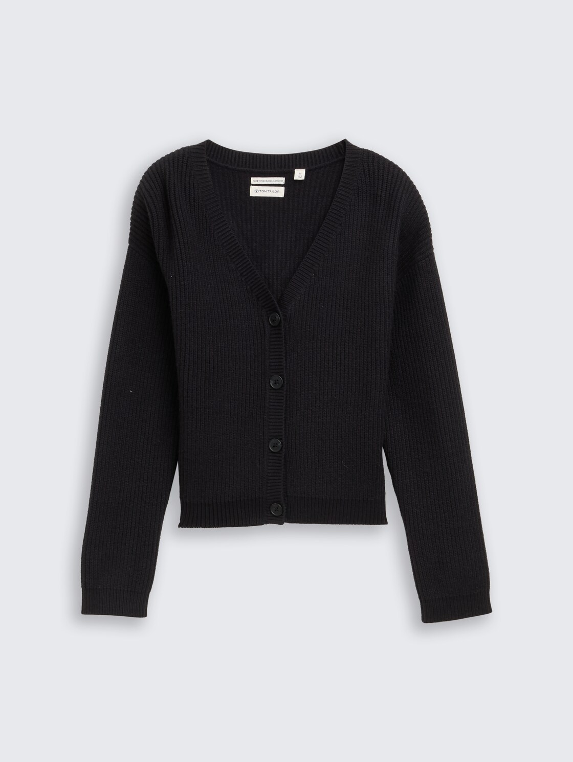 Cropped Cardigan mit V-Ausschnitt - heavy black