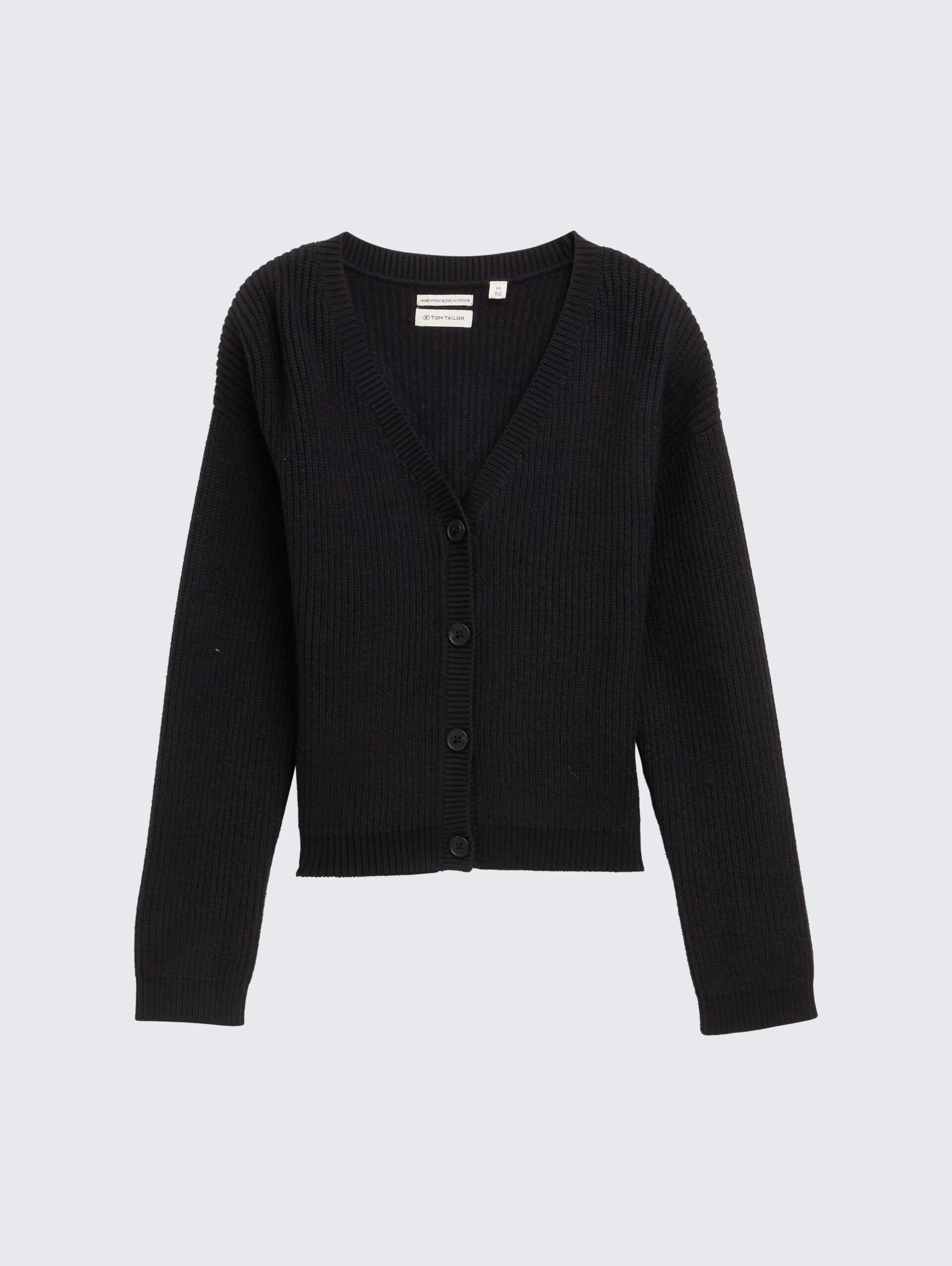 Cropped Cardigan mit V-Ausschnitt - heavy black