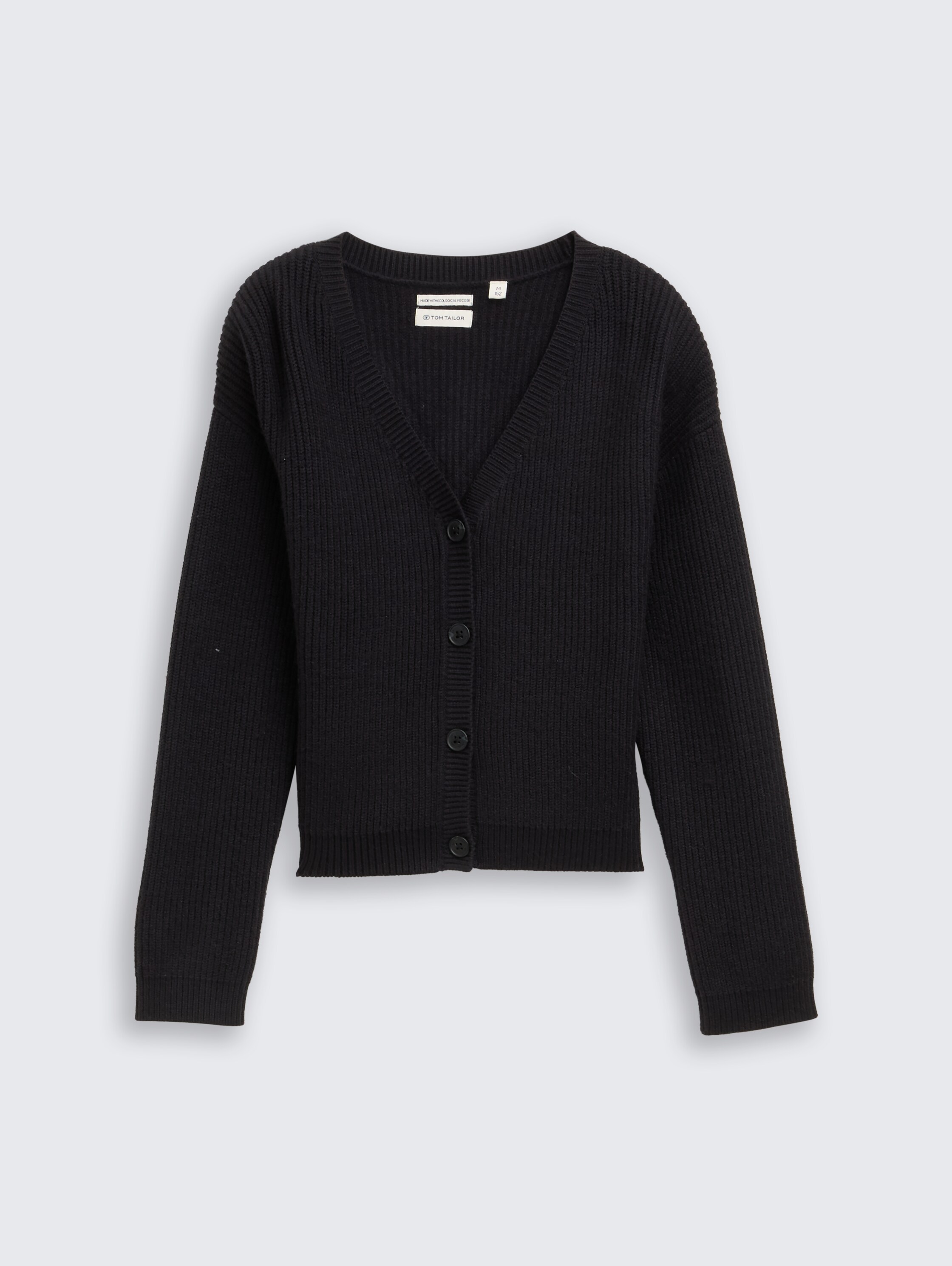 Cropped cardigan with V-neck - heavy_black - 