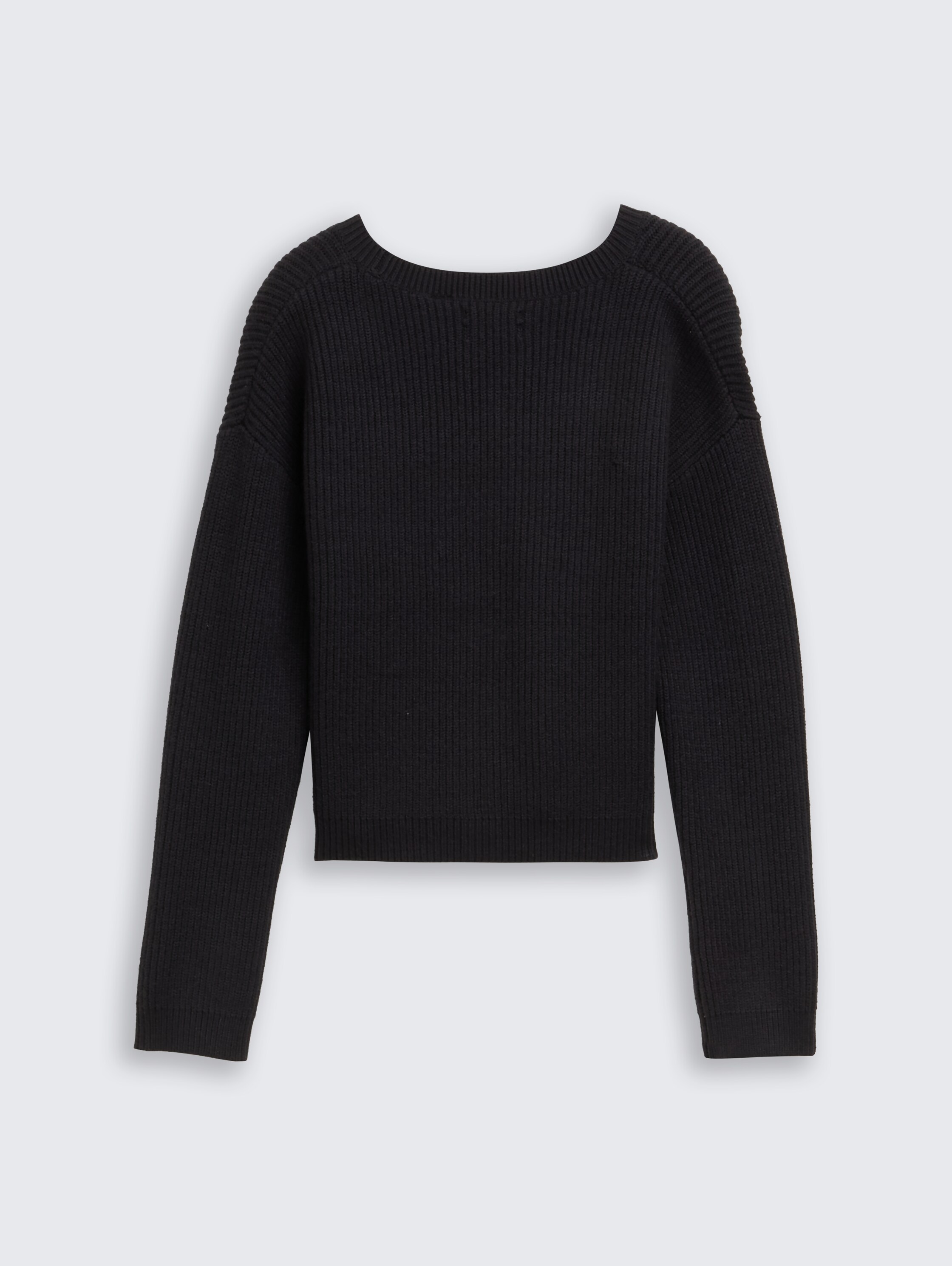 Cropped cardigan with V-neck - heavy_black - 