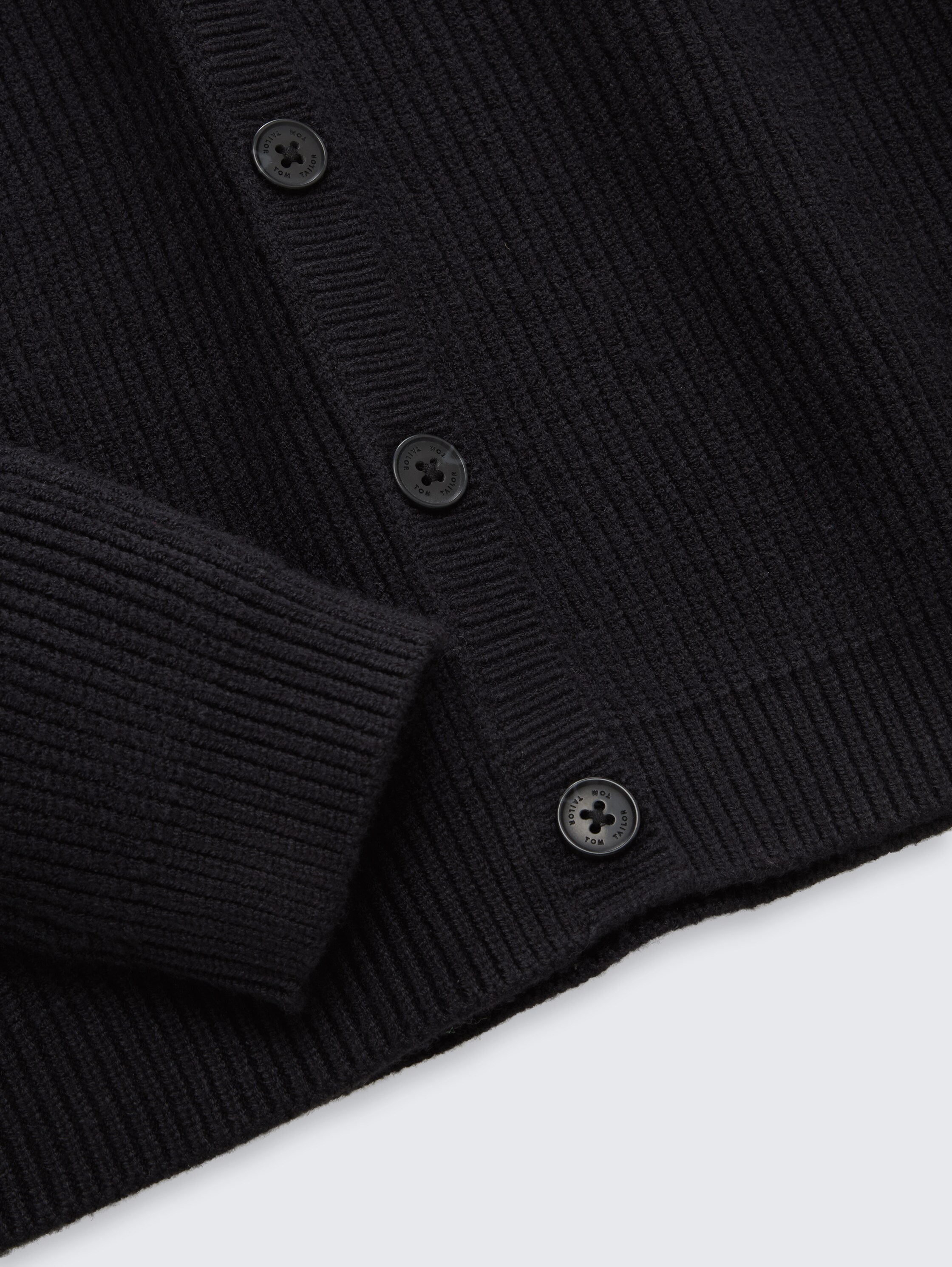 Cropped cardigan with V-neck - heavy_black - 