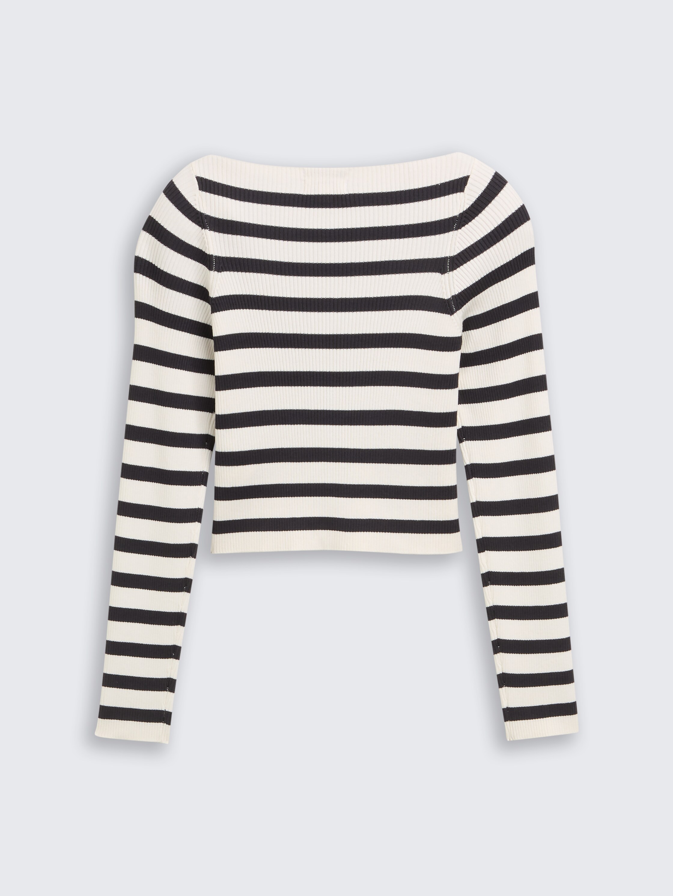 Cropped Ripp Pullover mit Streifenmuster - off_white_grey_stripe - 