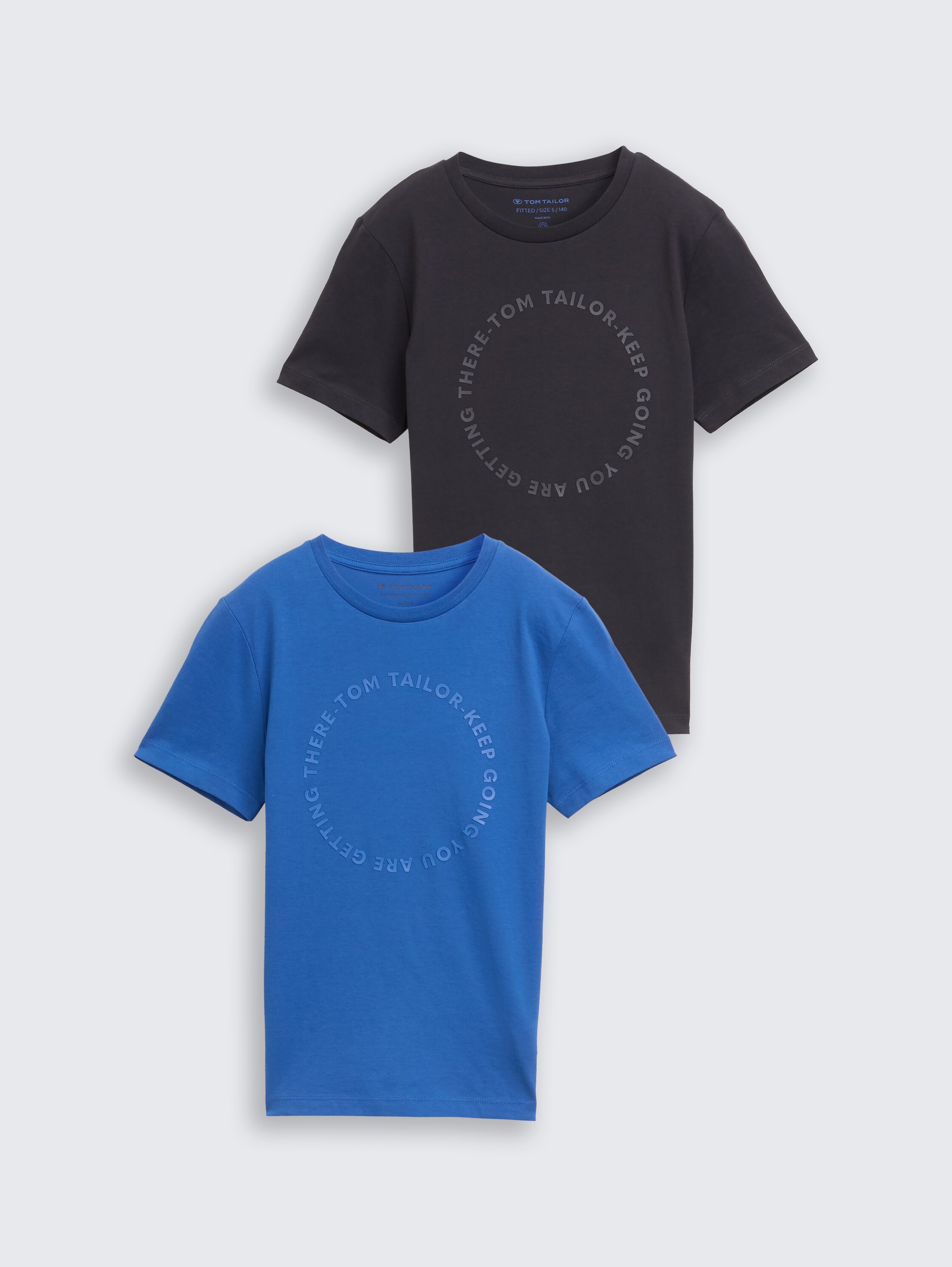 Slim Fit T-Shirt im 2er-Pack - blau - Vorder-Produkt-Ansicht