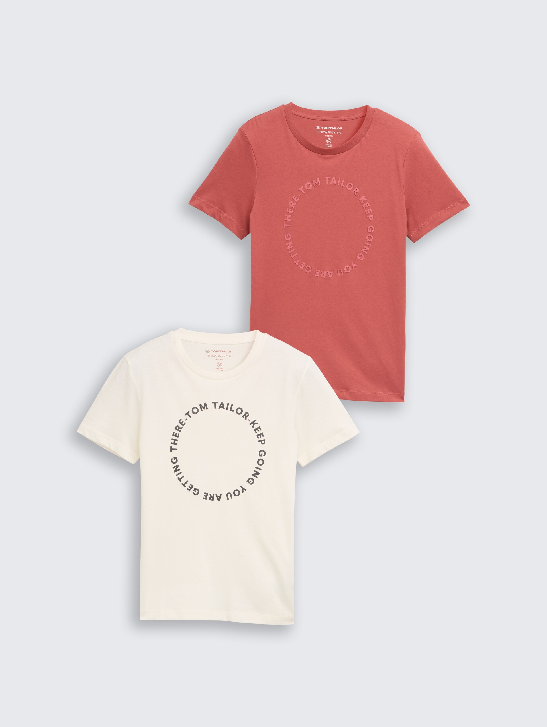 Slim Fit T-Shirt im 2er-Pack - faded red - Vorder-Produkt-Ansicht